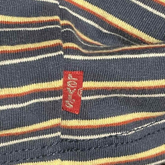 Levi's Women's blue striped collared polo shirt top V neck Size Large NWT - Picture 5 of 6